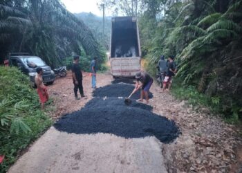 Tak Kunjung Diperbaiki Oleh Pemprov, Camat Ajak Warga Swadaya Perbaiki Jalan Provinsi